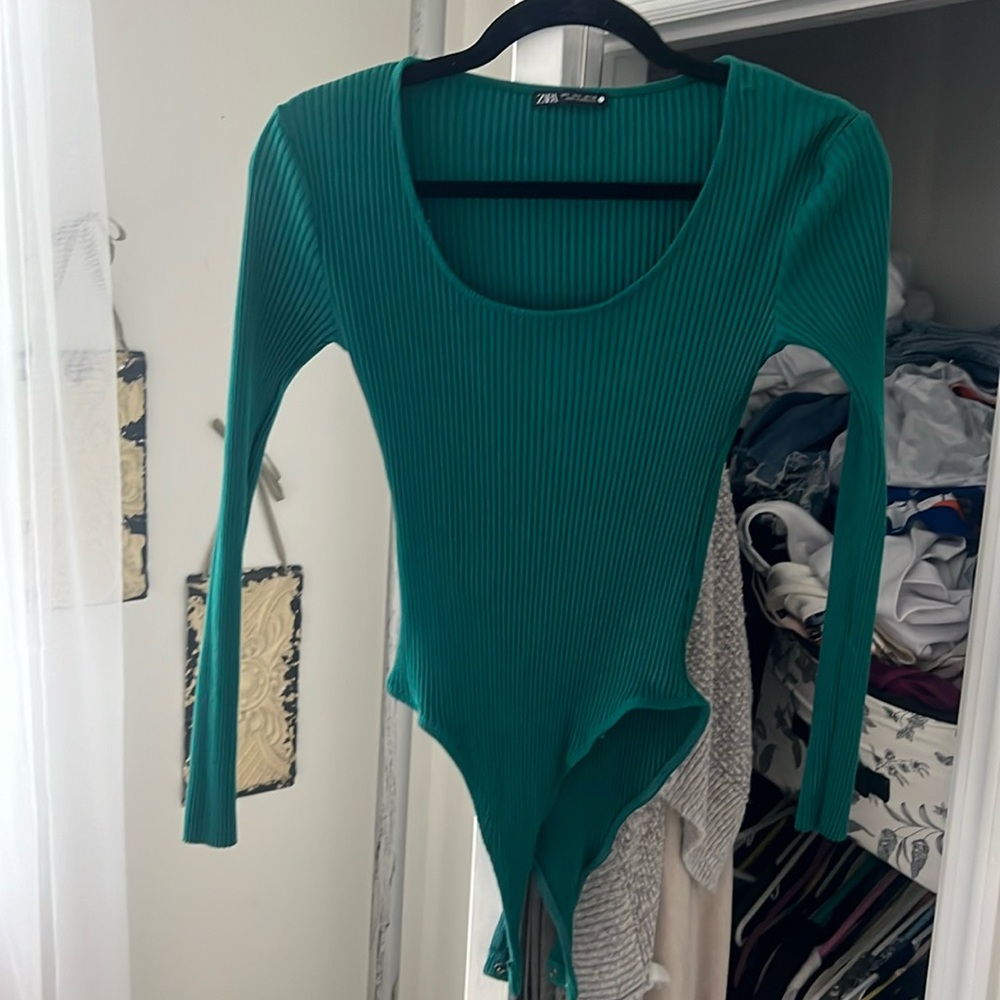 Zara green bodysuit